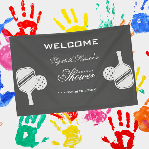 Banderoles Pickleball Love Fête des mariées Noir & Blanc