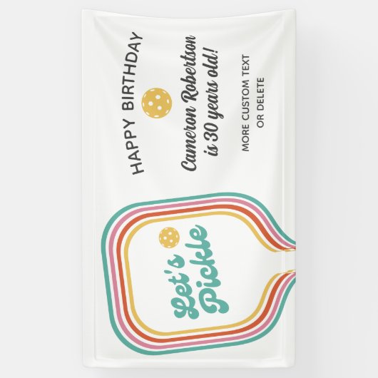 Banderoles Pickleball Party Pickle Retro Stripe Custom (Vertical)