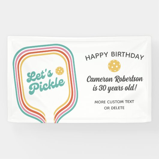 Banderoles Pickleball Party Pickle Retro Stripe Custom (Horizontal)