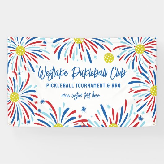 Banderoles Pickleball Tournament Party Patriotique feux d'art (Horizontal)