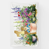 Banderoles Pierre le lapin dans le jardin Premier anniversair (Verticale)