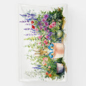 Banderoles Pierre le lapin dans un jardin (Verticale)