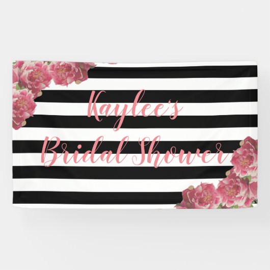 Banderoles Pies roses Fête des mariées Florale fond (Horizontal)