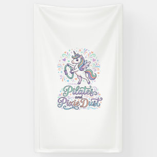 Banderoles Pilates de licorne et poussière de fée sur fond bl