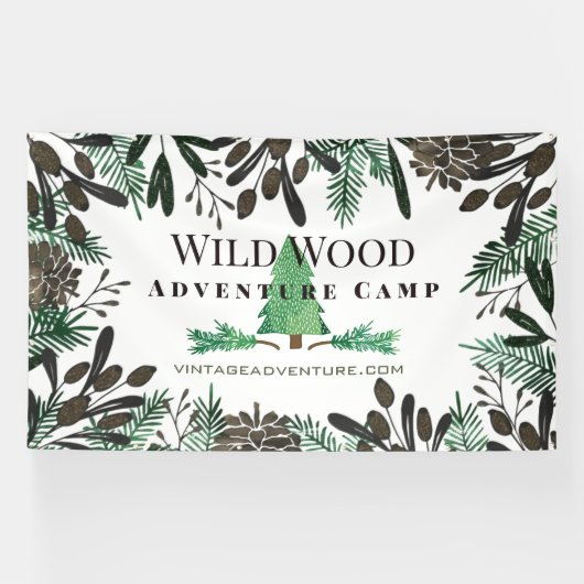 Banderoles Pinces Et Branches De Pins Rustiques (Horizontal)