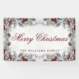 Banderoles Pine Cône Branche Bois rustique Joyeux Noël