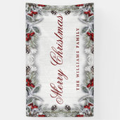 Banderoles Pine Cône Branche Bois rustique Joyeux Noël (Vertical)