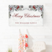 Banderoles Pine Cône Branche Bois rustique Joyeux Noël (En situation)