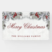 Banderoles Pine Cône Branche Bois rustique Joyeux Noël (Horizontal)