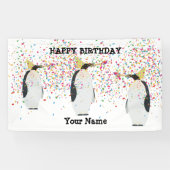 Banderoles Pingouin - Animaux à la fête d'anniversaire (Horizontal)