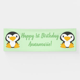 Banderoles Pingouin fête d'anniversaire Vert