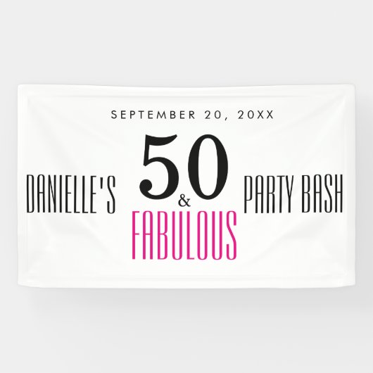 Banderoles Pink 50 et fabuleuse typographie 50e anniversaire (Horizontal)