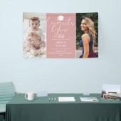 Banderoles Pink Alors Et Maintenant 2 Fête De Diplôme Photo (Salon professionnel)