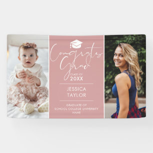 Banderoles Pink Alors Et Maintenant 2 Fête De Diplôme Photo