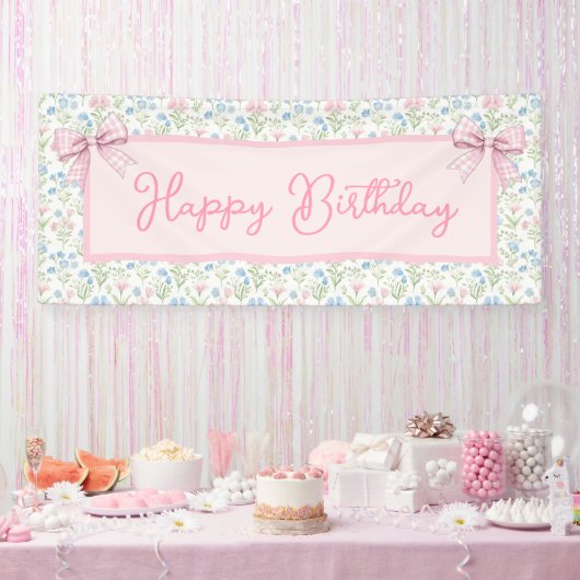 Banderoles Pink and Blue Grandmillennial Happy Birthday (Fête)