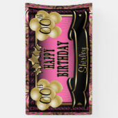 Banderoles Pink and Gold Abstrait Joyeux anniversaire (Vertical)