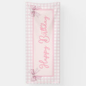Banderoles Pink and White Gingham Happy Birthday (Vertical)