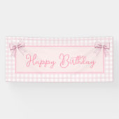 Banderoles Pink and White Gingham Happy Birthday (Horizontal)