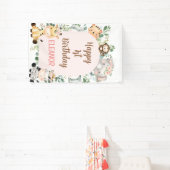 Banderoles Pink Arch Safari Party Animaux 1er anniversaire (Insitu)