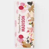 Banderoles Pink Barnyard Farm Animal fête d'anniversaire (Vertical)