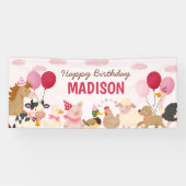 Banderoles Pink Barnyard Farm Animal fête d'anniversaire (Horizontal)