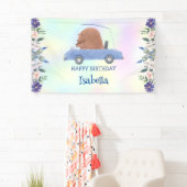 Banderoles Pink Bear Race car Fleur tropicale fête d'annivers (En situation)