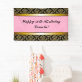 Banderoles Pink Black Any Age Gold Damask Anniversaire Banniè (En situation)