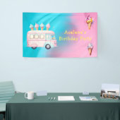 Banderoles Pink Blue Ice Cream Camion fête d'anniversaire (Salon professionnel)