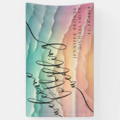 Banderoles Pink Blue Ocean Beach Summer Party Bienvenue mer (Vertical)