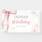 Banderoles Pink Bow 1er anniversaire fille (Horizontal)