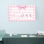 Banderoles Pink Bow Fancy One Girl 1er Anniversaire Coquette (Salon professionnel)