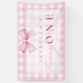 Banderoles Pink Bow Fancy One Girl 1er Anniversaire Coquette (Vertical)