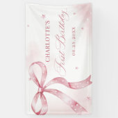Banderoles Pink Bow Girl 1er anniversaire (Vertical)