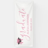Banderoles Pink Bow Graduation Cap Class Of 2026 Banner (Vertical)