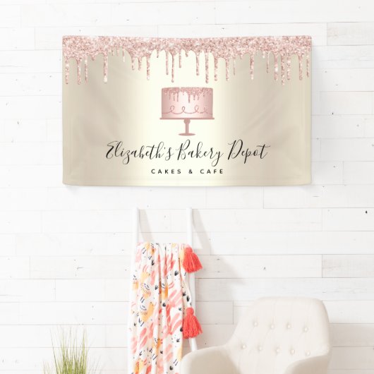 Banderoles Pink Cake boulangerie Chef Parties scintillant Dri (En situation)