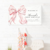 Banderoles Pink Coquette Bow Birthday Party Welcome Sign (En situation)
