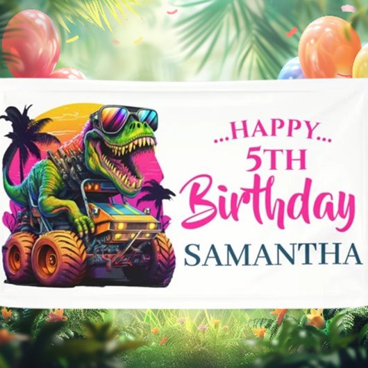 Banderoles PINK Dino Jurassique