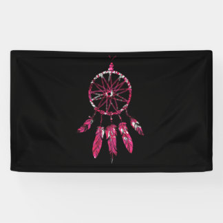 Banderoles Pink Dreamcatcher Feathers Amérindien