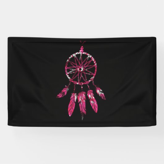 Banderoles Pink Dreamcatcher Feathers Amérindien (Horizontal)