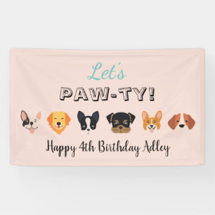 Banderoles Pink Faisons Paw-ty Girl Dog fête d'anniversaire