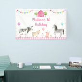 Banderoles Pink Farm Barnyard Anniversaire (Salon professionnel)