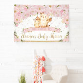 Banderoles Pink Floral Baby and Maman Owl Welcome Backdrop (e (Insitu)