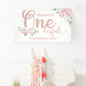 Banderoles Pink Floral Little Miss Onederday Banner (En situation)