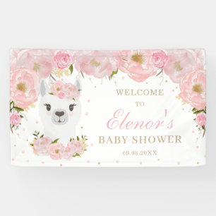 Banderoles Pink Floral Llama Mama Baby shower animal fond
