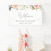 Banderoles Pink Flowers, White Flowers, Boho, Baptism Welcome (En situation)