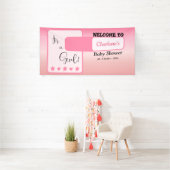 Banderoles Pink Gradient Cute Eyeball Text Baby Shower (Insitu)