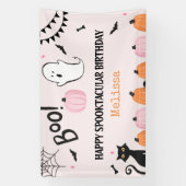 Banderoles Pink Halloween Boo Filles Fantômes Joyeux Annivers (Verticale)