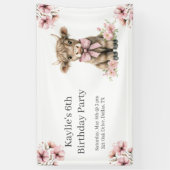 Banderoles Pink Highland Cow fête d'anniversaire (Vertical)