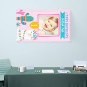 Banderoles Pink Llama joyeuse fête de photos d'anniversaire f (Salon professionnel)