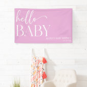 Banderoles Pink Minimalist Hello Baby shower bébé (En situation)